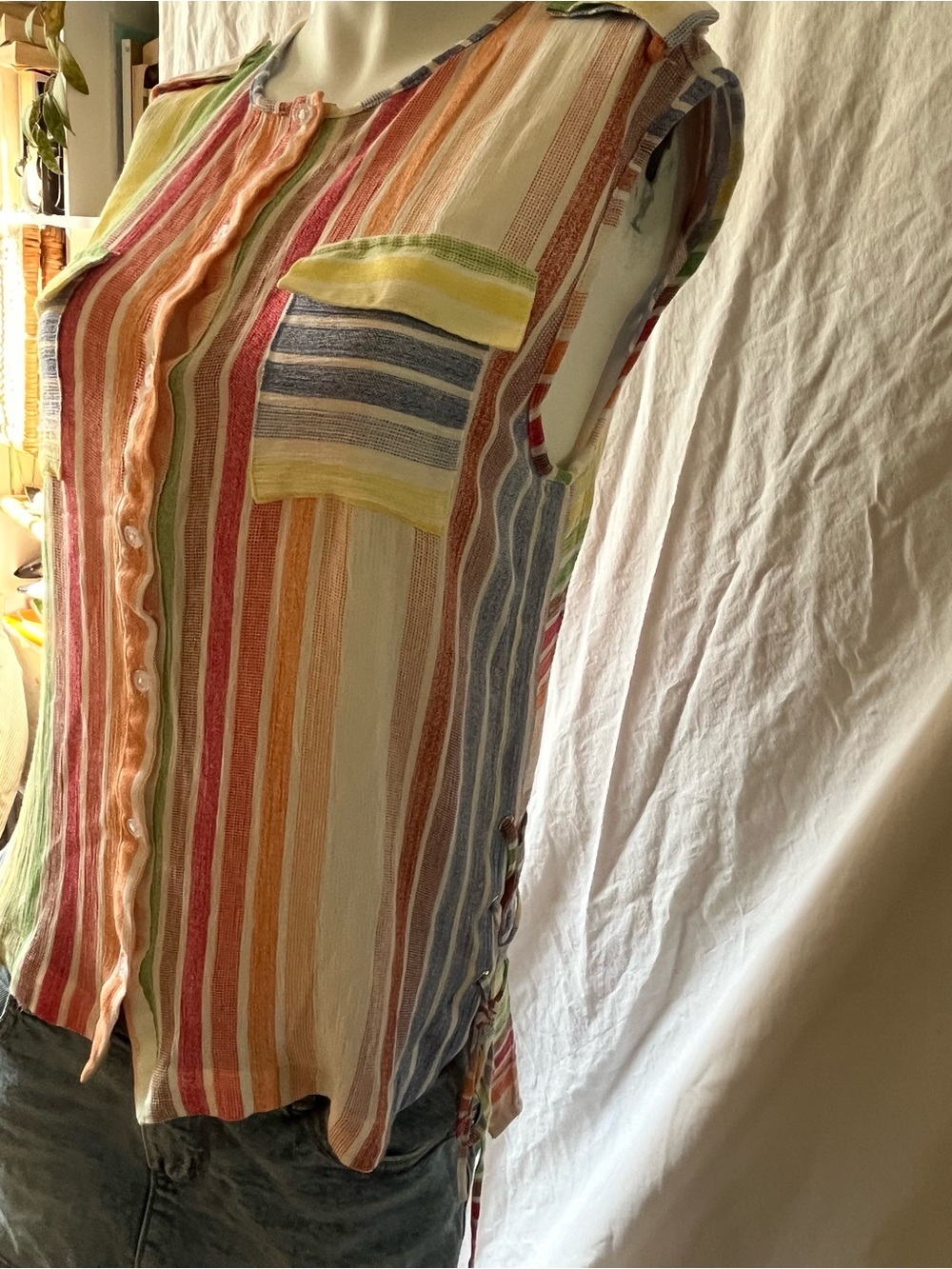Rainbow Sleeveless Tie sides Top